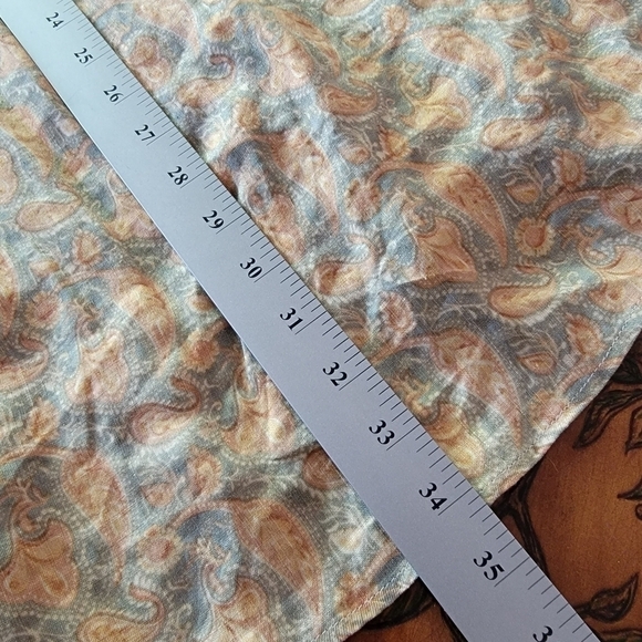 JOSEPH ABBOUD - MEN’S Large Linen PAISLEY PRINT DRESS SHIRT Tan Green T22 - Picture 5 of 6